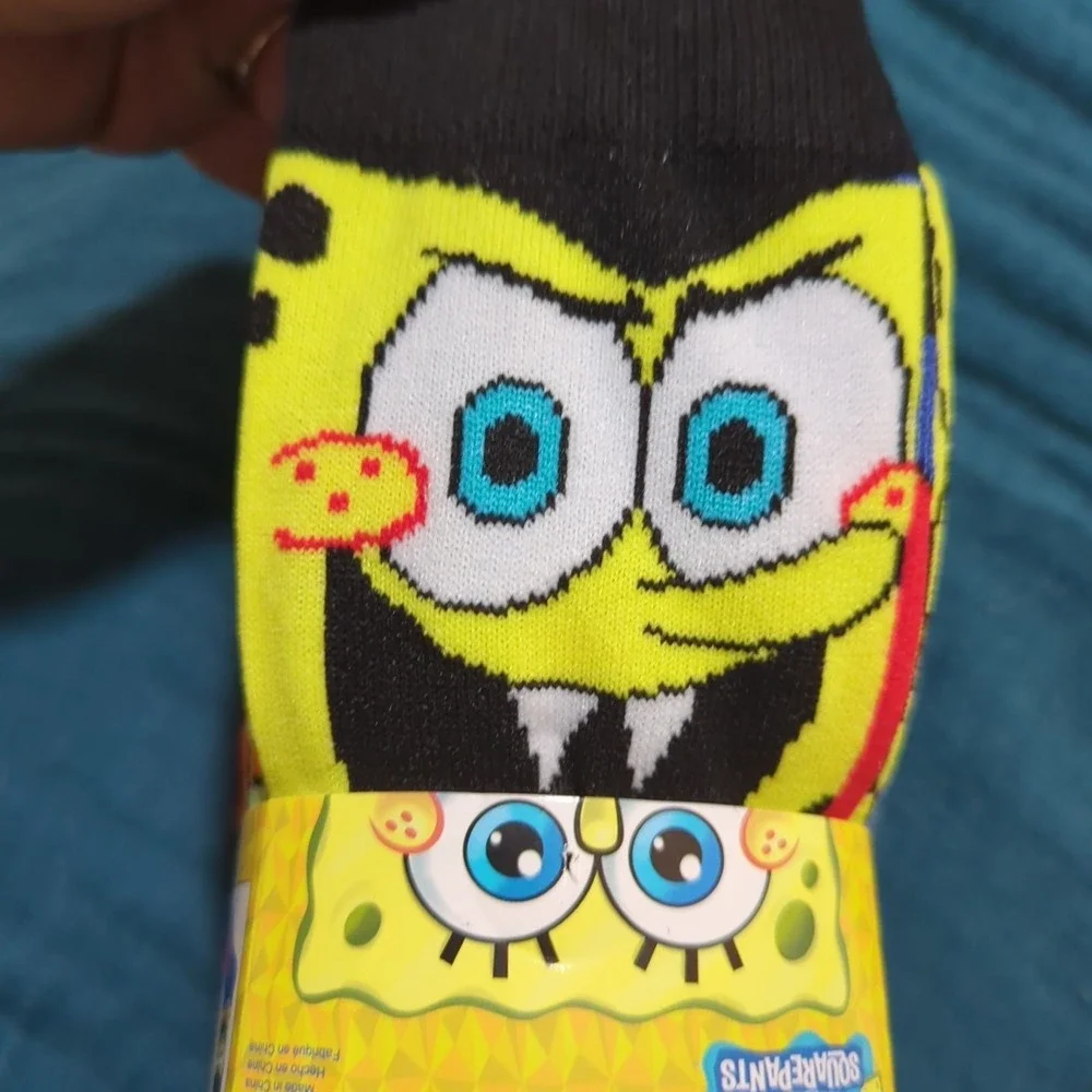 New Halloween Spongebob Squarepants 6 Pair‎ Crew Socks Ghosts 6-12